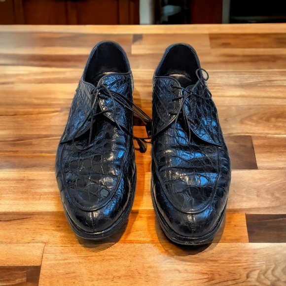 Rare - Count Barri Men\'s Vintage Black Genuine Alligator Oxfords Size 9D main image 6